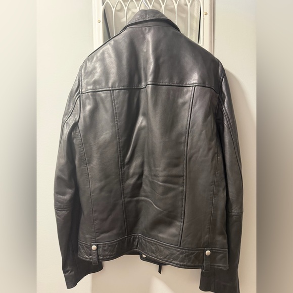 All Saints Milo Asymmetric Zip Leather Moto Jacket, Sz S - Picture 8 of 16